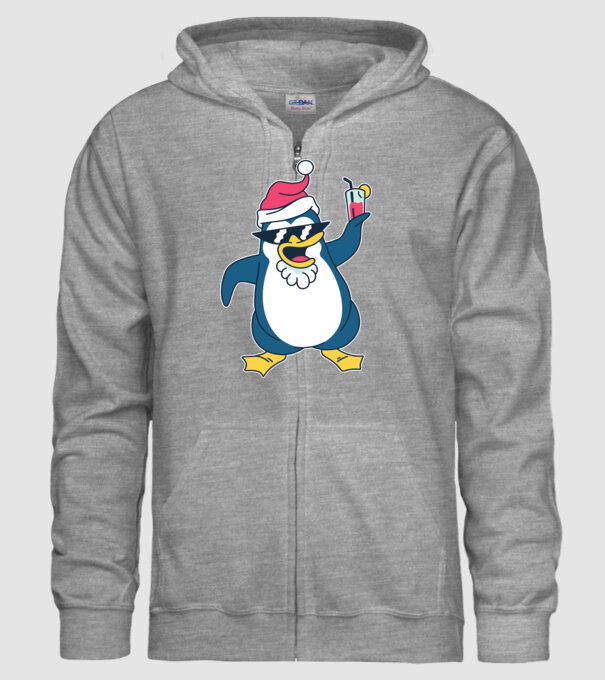 Pinguin de Crăciun model gri pe tricou
