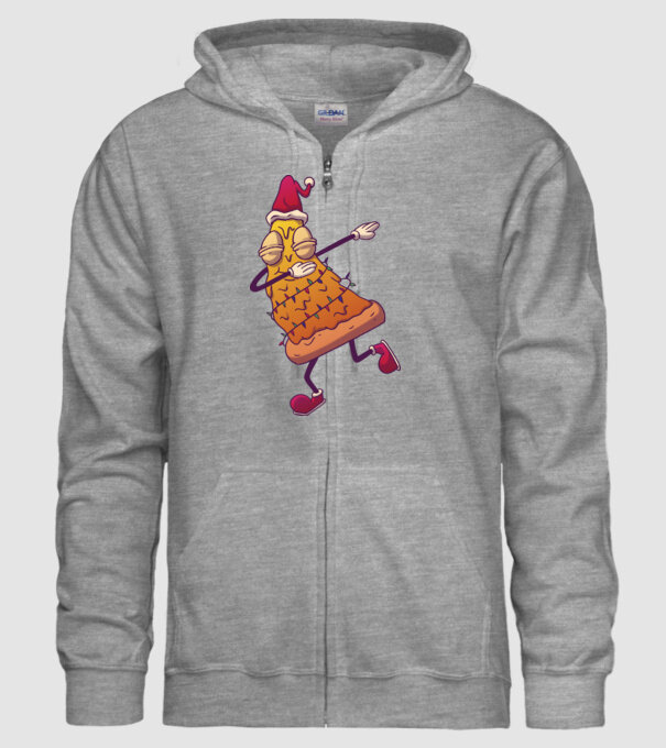 Pizza de Crăciun DAB model gri pe tricou