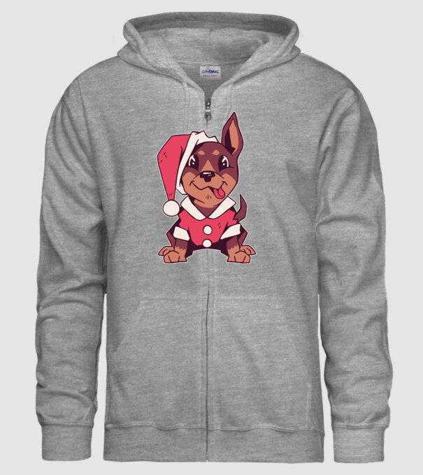 Teckel de Crăciun model gri pe tricou