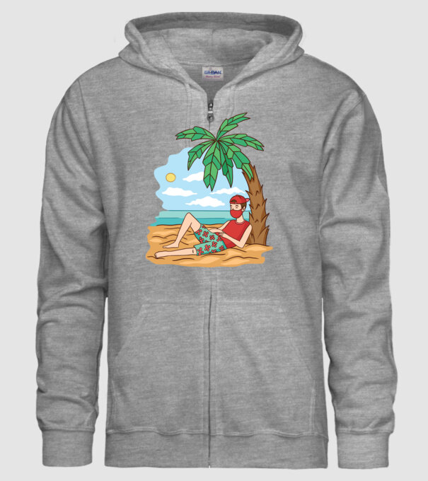 Vacanță în carantină model gri pe tricou