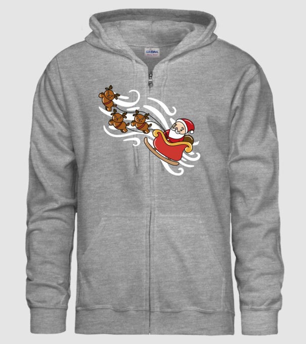 Kawaii sanie Moș Crăciun model gri pe tricou