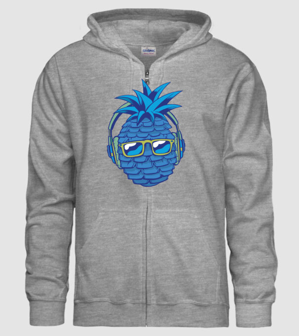 Ananas albastru cu căști model gri pe tricou