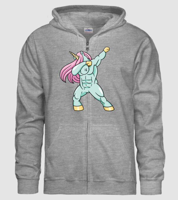 Unicorn Body Building DAB model gri pe tricou