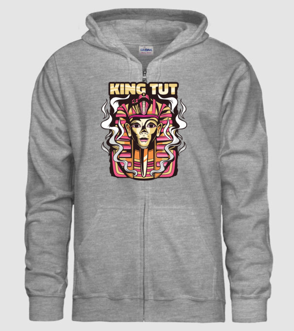 King Tut - Faraonul Tutankhamon model gri pe tricou