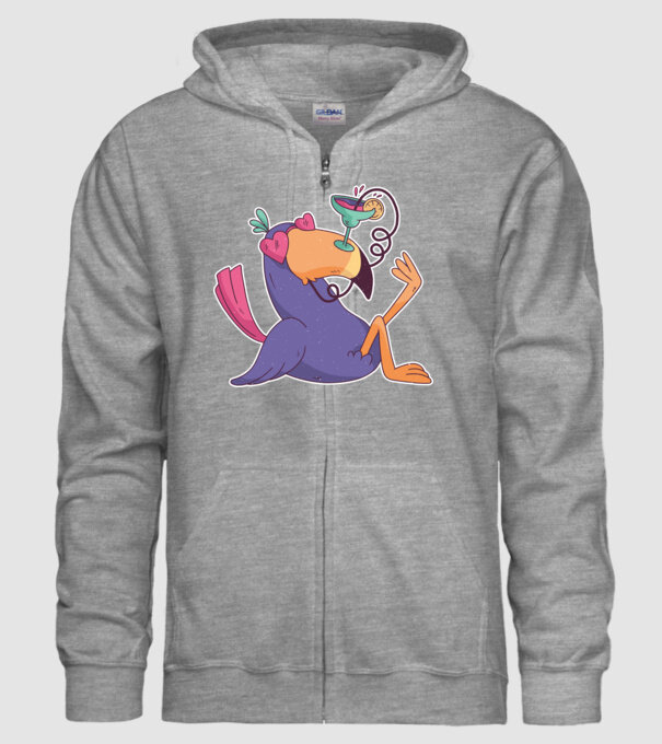 Toucan cu cocktail model gri pe tricou
