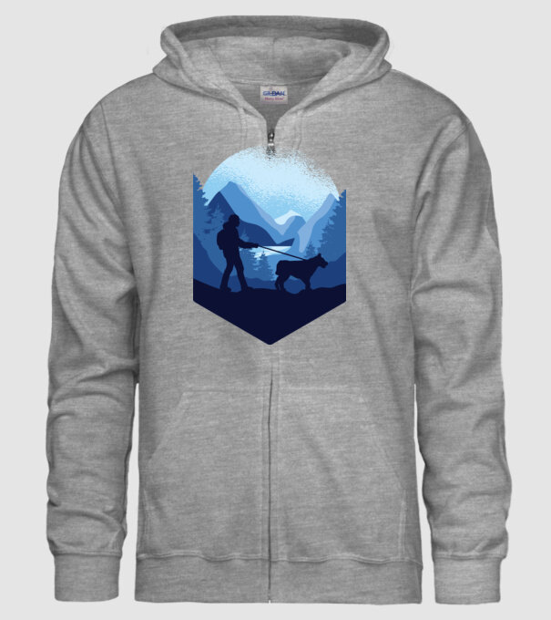 Excursie cu Câine model gri pe tricou