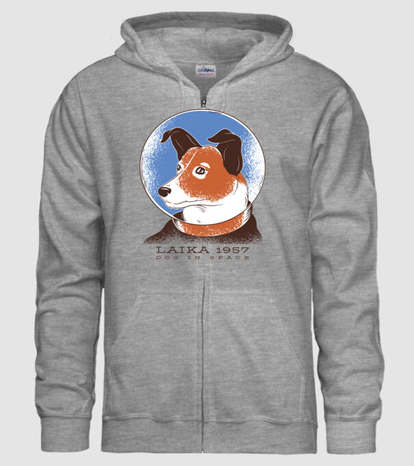 Laika 1957 - Câine în spațiu model gri pe tricou