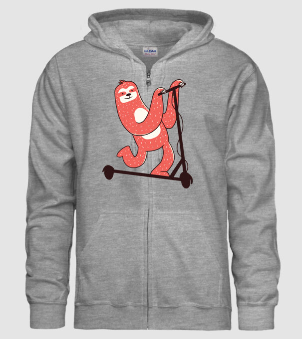 Leneș pe trotinetă model gri pe tricou