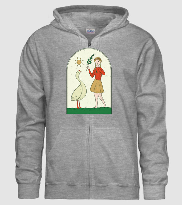 Poveste cu fata și gâsca model gri pe tricou