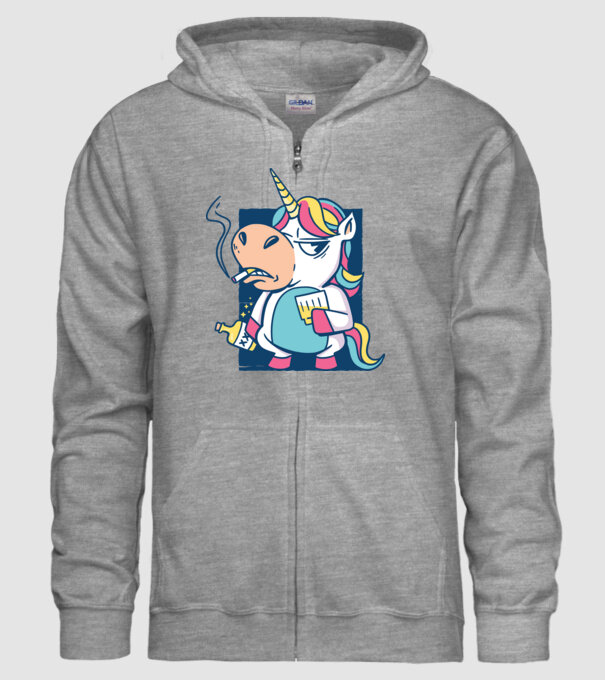 Unicorn rebel model gri pe tricou