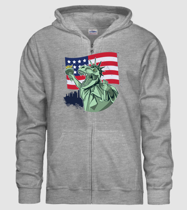 Liberty-Rex SUA Dinozaur model gri pe tricou