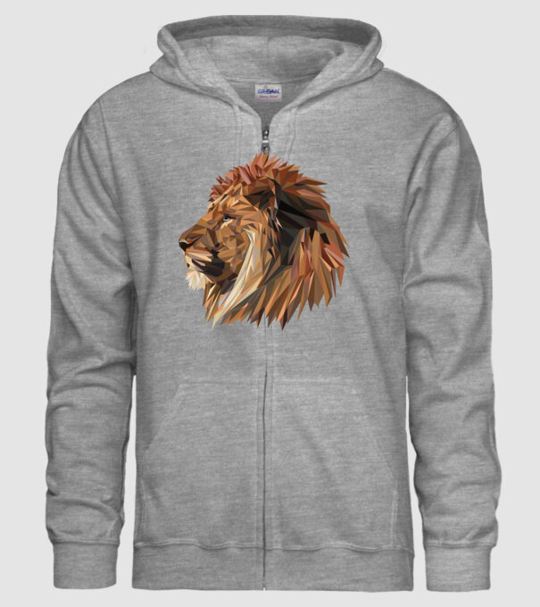 lion polygon model gri pe tricou