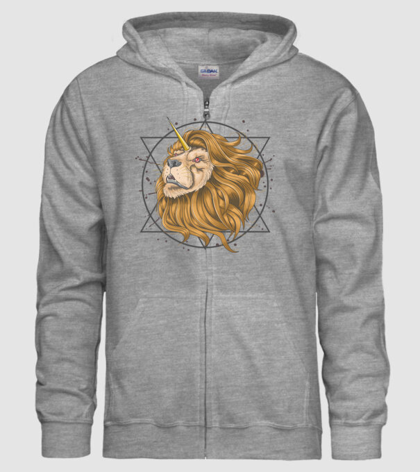 lion unicorn model gri pe tricou