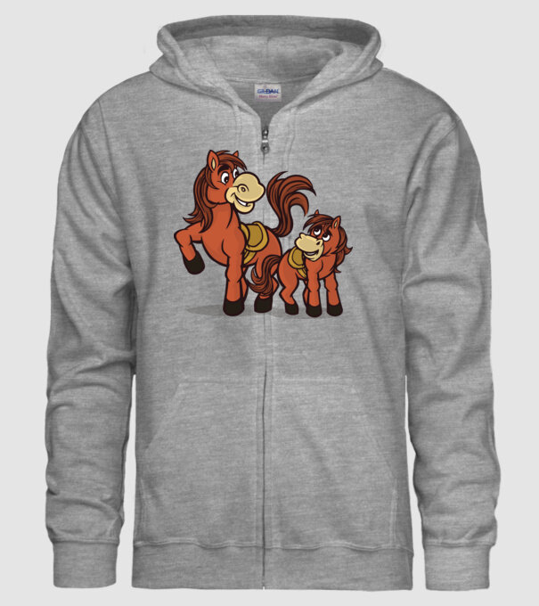 Cal cu mânz model gri pe tricou