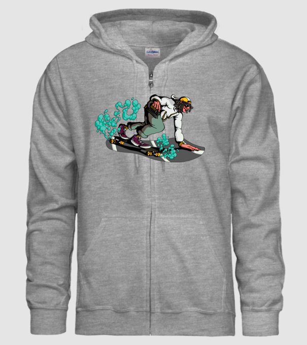 Longboard model gri pe tricou