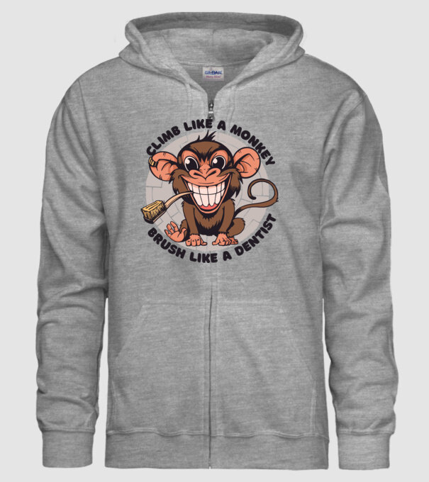 Periuță de dinți maimuță model gri pe tricou