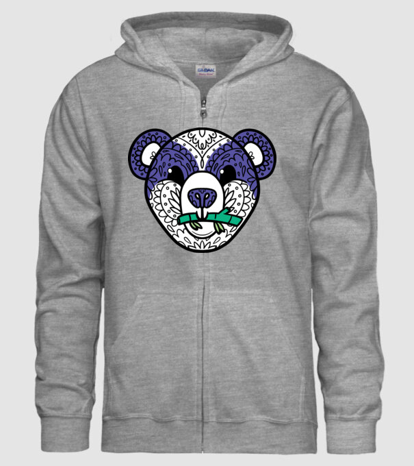 Mandala Panda model gri pe tricou