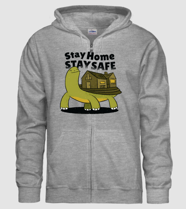 Stai acasă, stai în siguranță Țestoasă model gri pe tricou