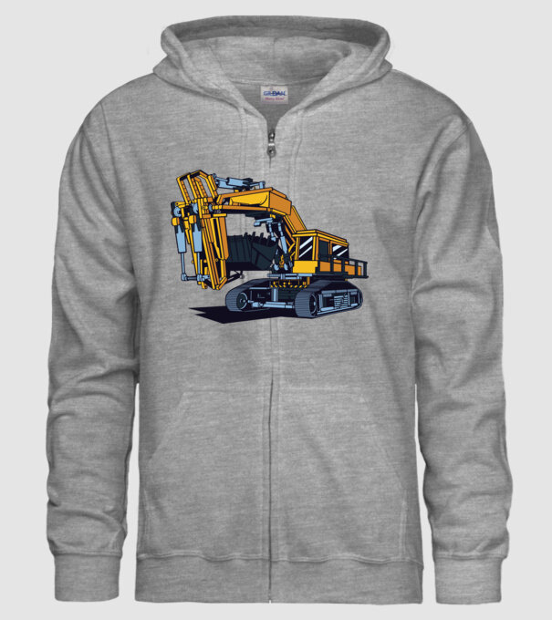 Excavator model gri pe tricou