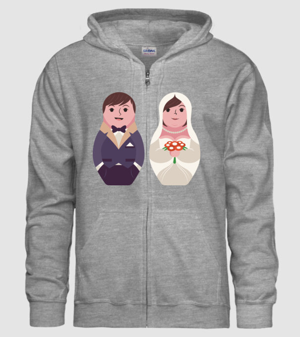 Matrioșka Căsătorie model gri pe tricou