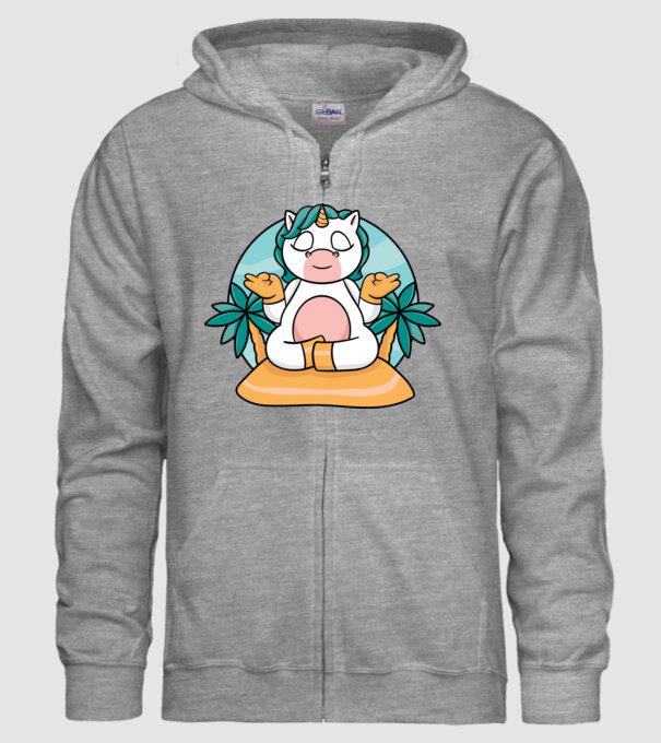 Unicornul meditator model gri pe tricou