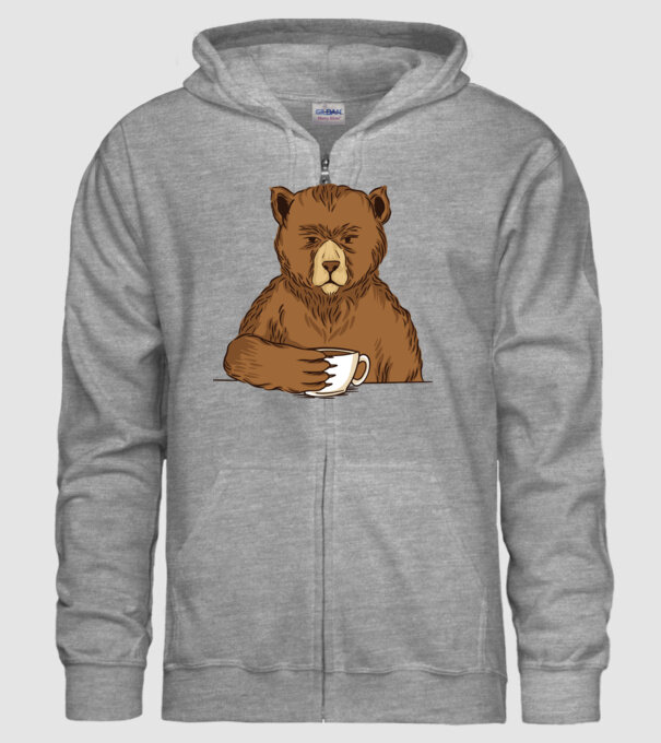Urs cu cafea model gri pe tricou