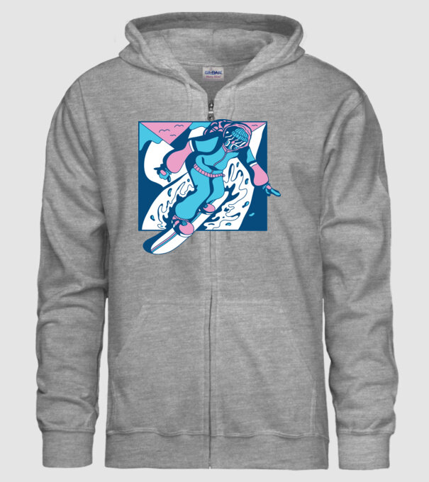 Snowboarder cool model gri pe tricou