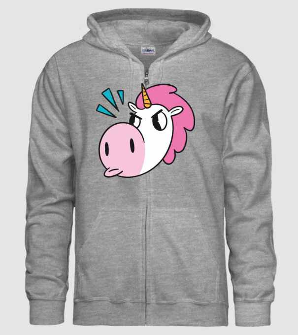 Unicorn supărat model gri pe tricou