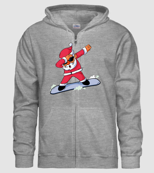 Moș Crăciun Snowboard DAB tricou amuzant model gri pe tricou