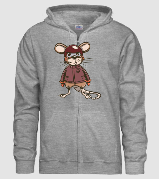 Șobolan motociclist model gri pe tricou