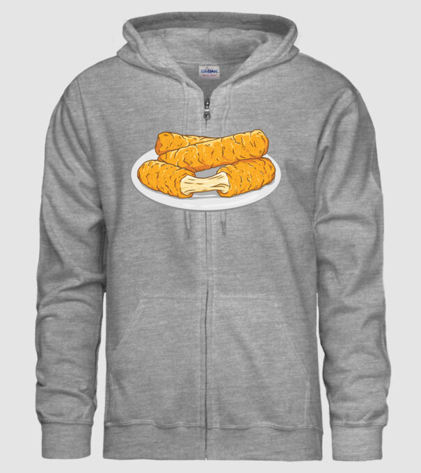 Fâșii de mozarella model gri pe tricou