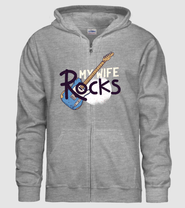 My wife rocks - Soția mea e tare model gri pe tricou