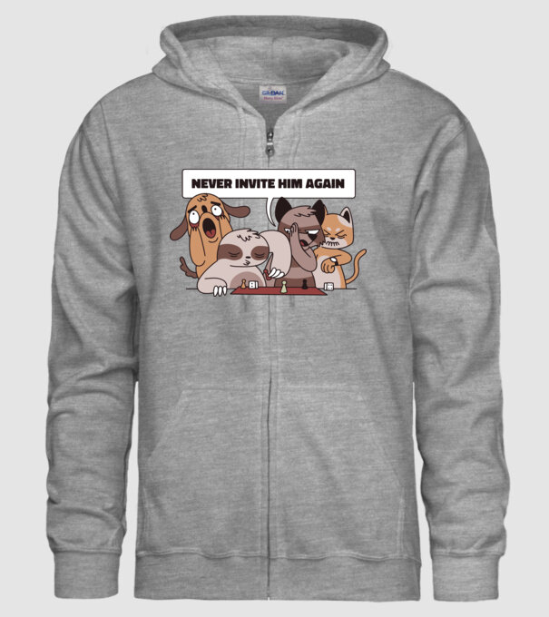 Să nu-l mai invităm niciodată - Leneș model gri pe tricou