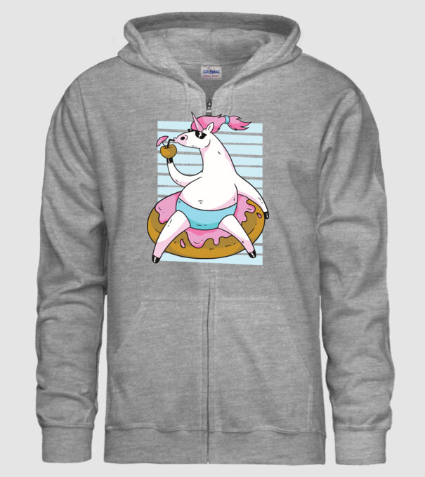 Unicorn în vacanță model gri pe tricou