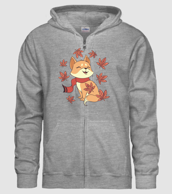 Pisică Toamna model gri pe tricou