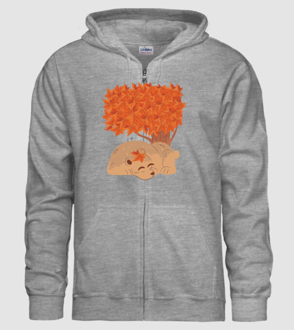 Urs de toamnă model gri pe tricou
