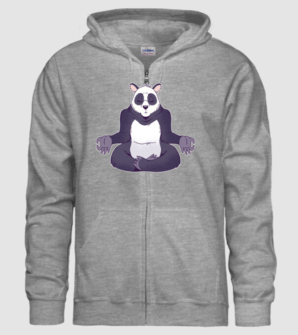 Panda Meditație model gri pe tricou