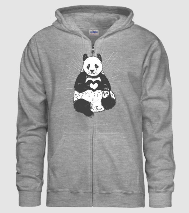 Inimă panda model gri pe tricou