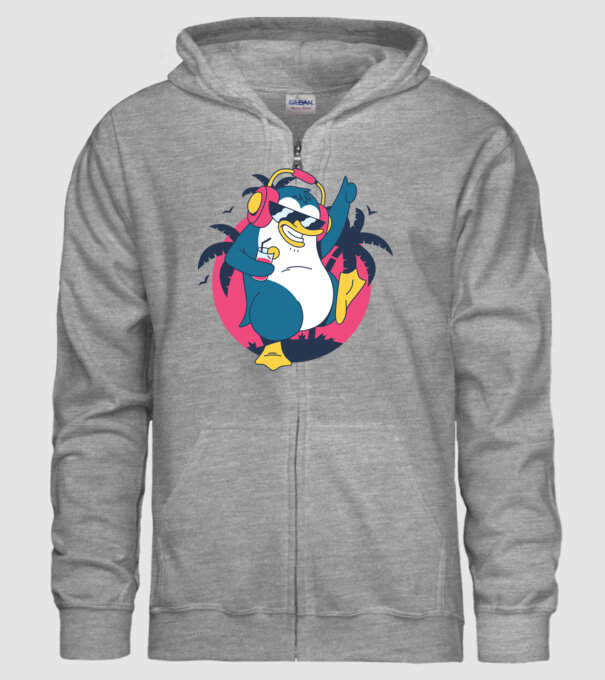 Pinguin de Petrecere model gri pe tricou
