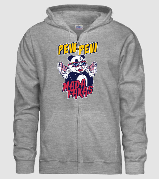 Pew Pew Pew Madafakas Panda model gri pe tricou
