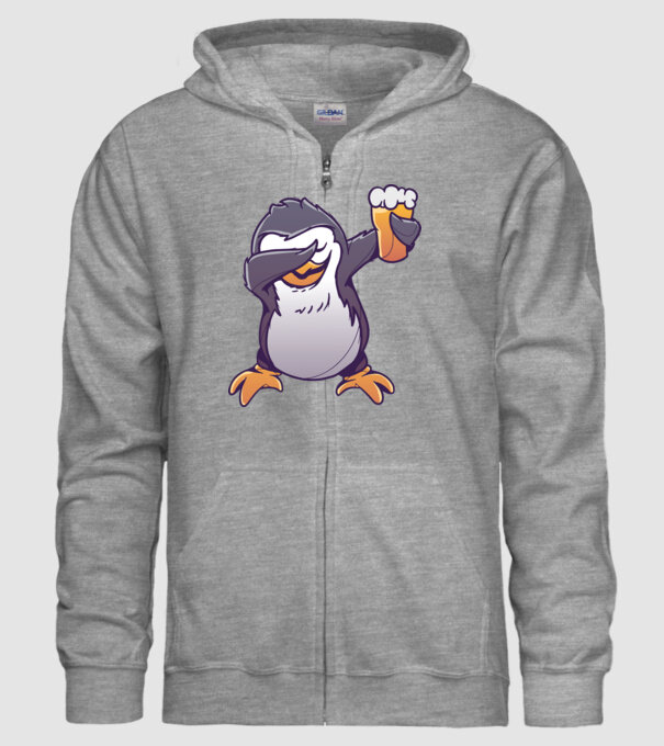 Pinguin cu Bere DAB model gri pe tricou