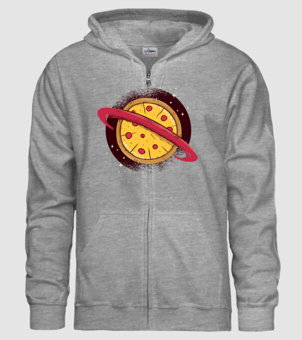 Pizza Planetă model gri pe tricou