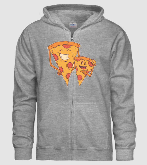 Familie Pizza model gri pe tricou