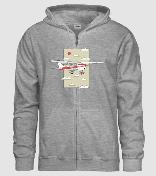 Avion cu elice model gri pe tricou
