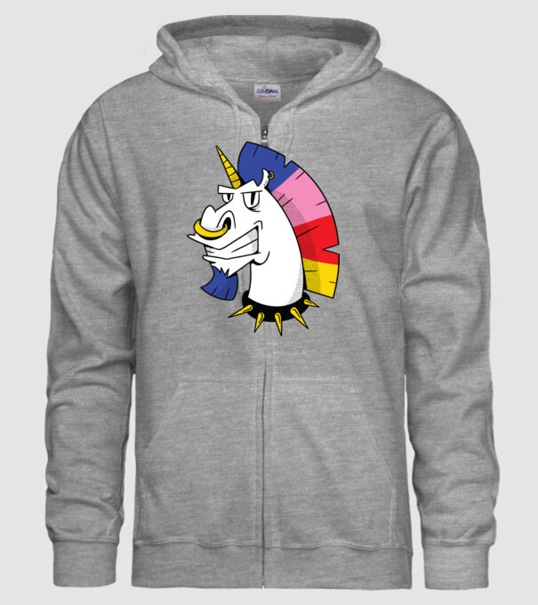 Punk unicorn model gri pe tricou