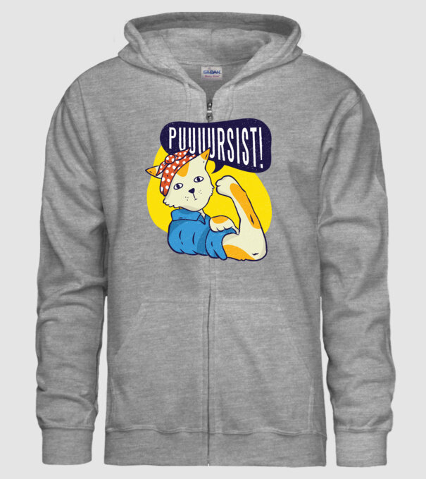 Pisică Pursist model gri pe tricou
