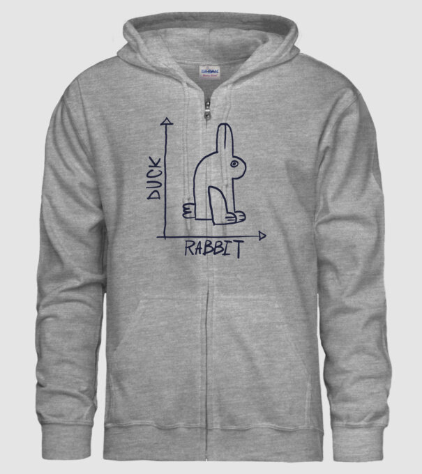 Rabbit vs Duck - Iepure sau Rață model gri pe tricou
