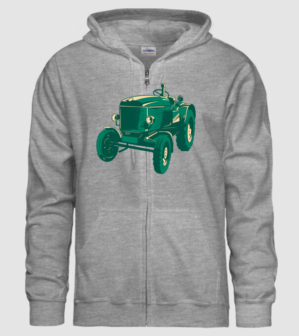 Tractor vechi model gri pe tricou