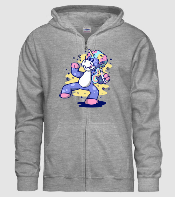 Unicorn beat model gri pe tricou