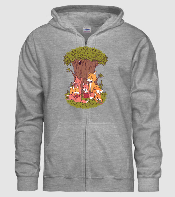 Familie Vulpe model gri pe tricou